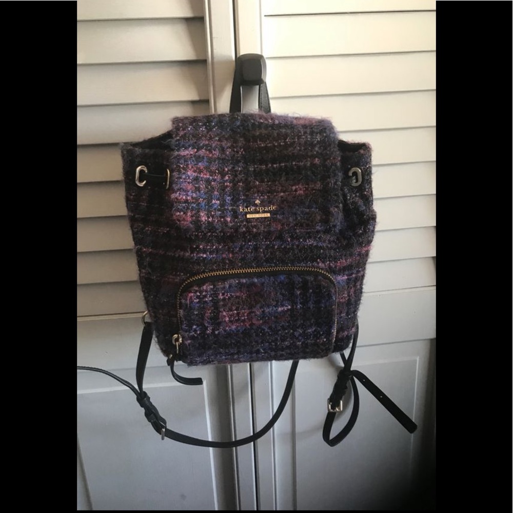 Kate Spade purple tweed Mini backpack purse